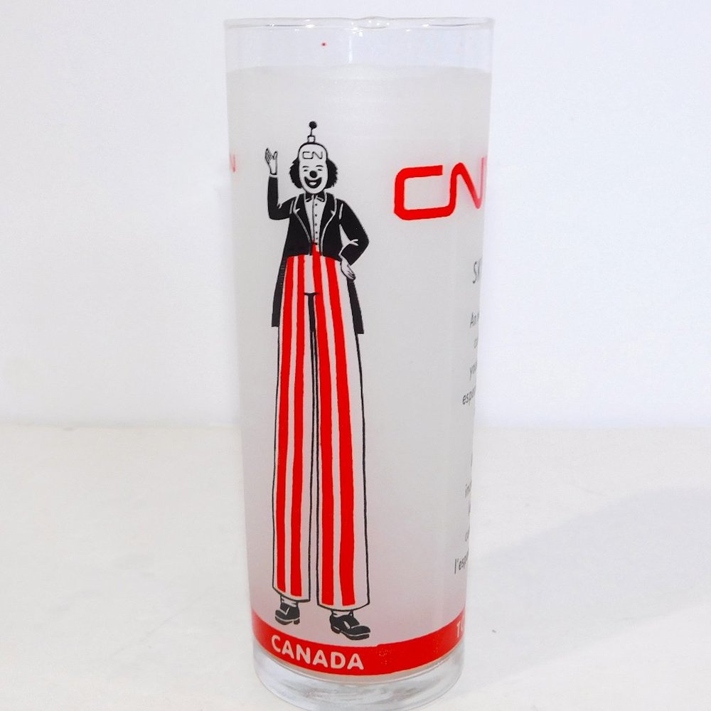 VTG CN Tower Toronto Ontario Clown SKY WALKER Skywalk Cocktail Glass Red